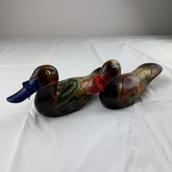 Beautiful, hand-carved, and hand-painted Korean Wedding Ducks (Won-ang)