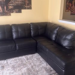 Black Leather Sectional Sofa