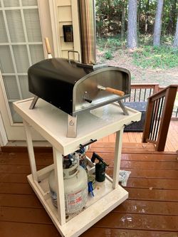 16" Outdoor Pizza Oven, Multi-fuel Stainless Steel Pizza Grill Propane & Wood Pizza Oven with Gas Burner, Wood Tray Pizza Stone, Pizza Peel, Carry Bag