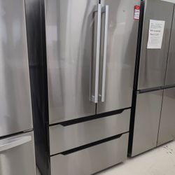 New Midea - MRQ23B4AST 22.5 Cu. Ft. Counter-Depth 4-Door French Door Refrigerator - Stainless Steel