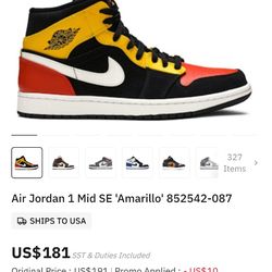Like new Air Jordan 1 Mid SE 'Amarillo'