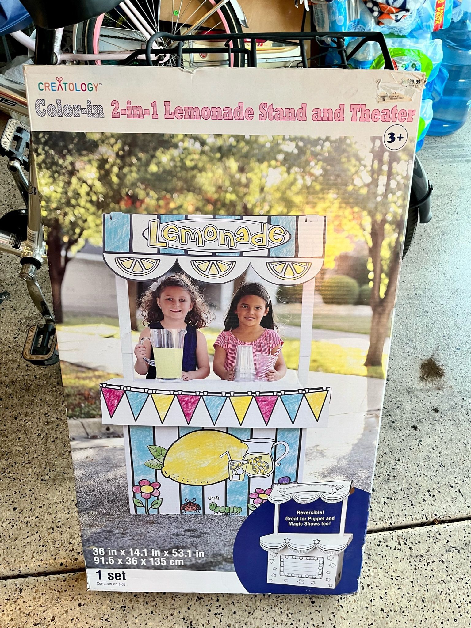 2 in 1 Kids Cardboard Lemonade Stand & Theater For Puppet Show