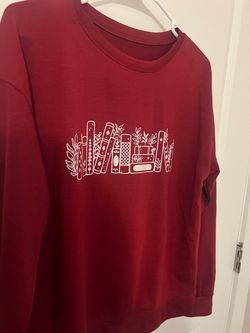 Red Long Sleeve Shirt with Book Graphic
