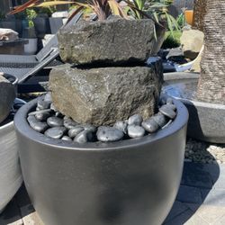 30” Custom Stacked Natural Basalt Rock Water Fountain Complete Package