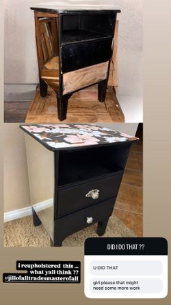 Reupholstered night stand