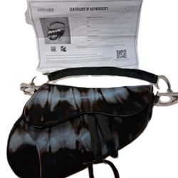 Authentic Christian Dior Saddle Bag Pony Hair Galliano Y2K CD Hardware W/COA