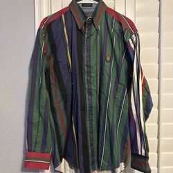 RETRO VTG 90s CHAPS RALPH LAUREN MULTICOLOR LONG-SLEEVE BUTTON UP SIZE M 