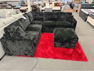 Black Sofa Sectional w/ Free Ottoman