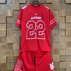 Am iri Red Black Full Set Jersey Shorts 