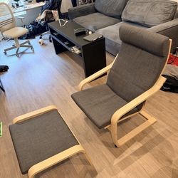 IKEA POÄNG Armchair with Ottoman - Excellent Condition