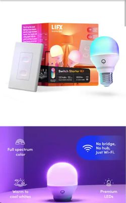 60 Watt Equivalent Smart 2-A19 LED Light Bulbs and 1-Switch Kit, Works with Alexa/Hey Google/HomeKit Multi-Color (1-Kit)