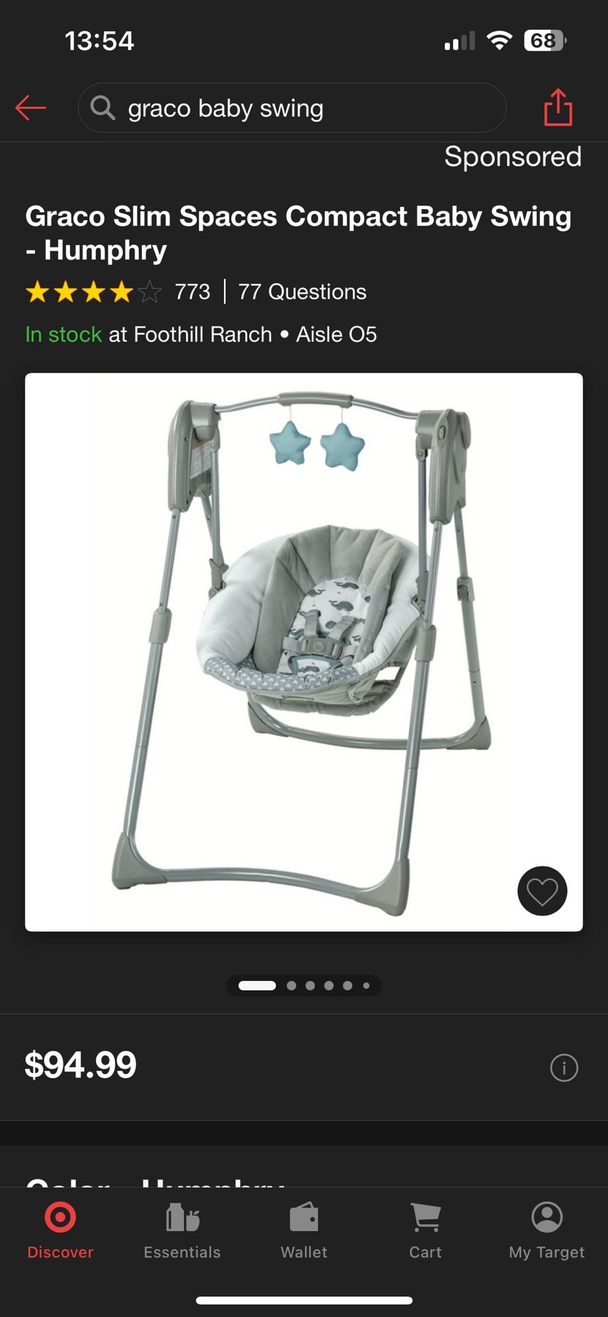 Graco Slim Space Baby Swing Space Saving
