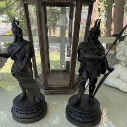 17 inch antique spelter warriors￼