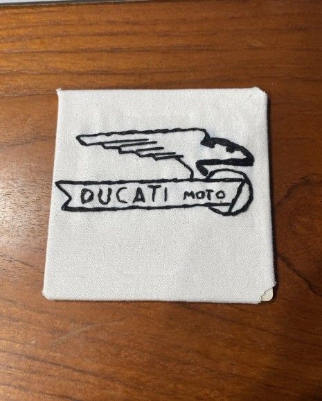 Homemade Embroidery Piece with Moto Guzzi Motorcycle Logo 4x4