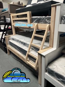 Twin full white Wash bunk bed with mattress new cama Bonita