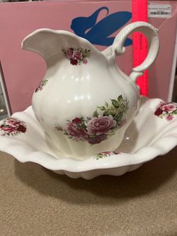 Antique Handmade Pitcher and Bowl