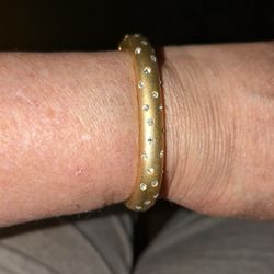 Gold Color Clasp bracelet With Little Tiny White Crystal stones 