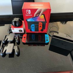 Nintendo Switch - OLED Model w/Neon Red & Neon Blue Joy-Con
