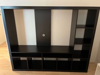 Modern Black Entertainment Center / TV Wall Unit with Storage – 72” Wide