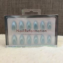 blue press on nails