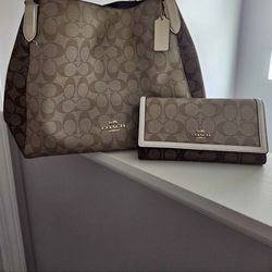 Coach bag with matching wallet