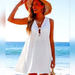 NEW White Lace Beach Cover-Up Dress