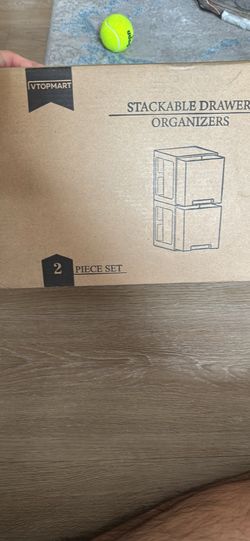 Vtopmart 2 Pack Large Stackable Storage Drawers,Easily Assemble Acrylic Bathroom Closet Undersink Organizers and Storage,Plastic Bins for Kitchen Cabi