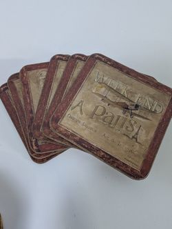 PIMPERNEL Parisian Vintage Style Airplane Coasters Set of 6
