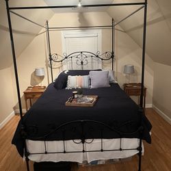 Queen Wrought Iron Canopy Bed Frame - Brass Beds Of Virginia