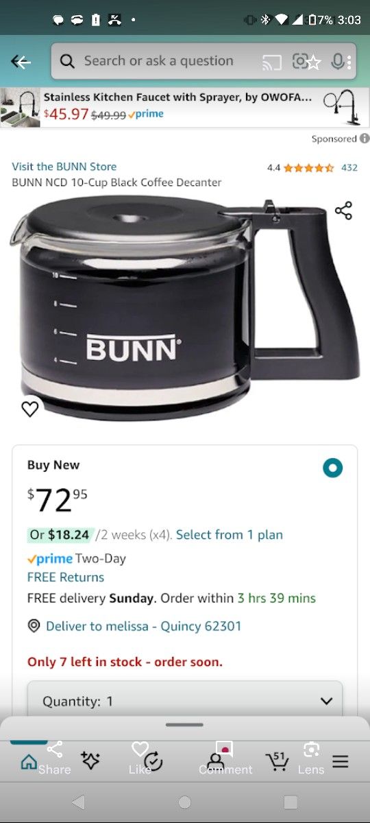 3 New Bunn Coffee Carafes