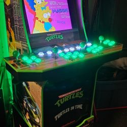 Retro Turtles Arcade1up Cabinet With Over 15,000 Video Games and Matching Stool 