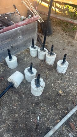 Concrete Anchor Blocks with Steel Posts for baseball cage– Set of 8