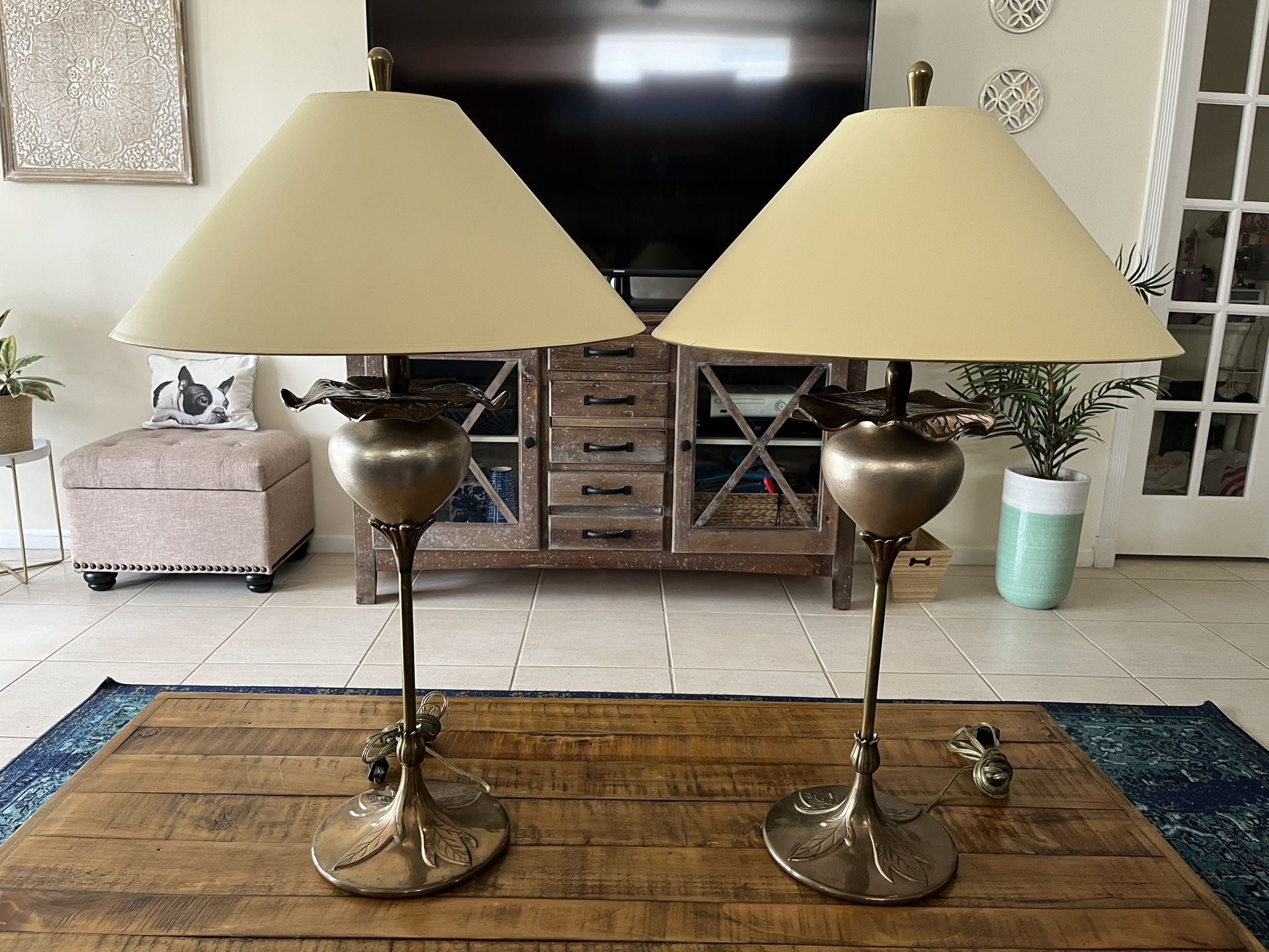 Brass Lamps W Solid Base - matching set