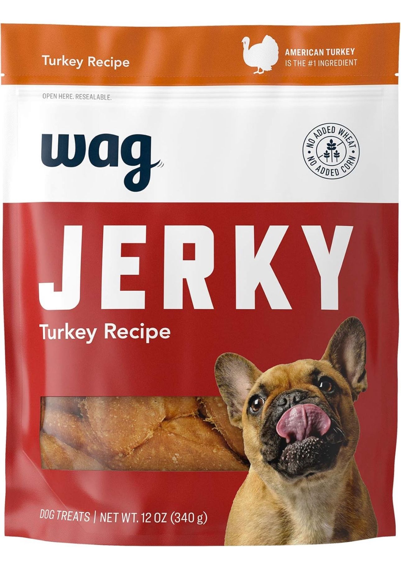 Amazon Brand - Wag Soft & Tender American Jerky Dog Treats – Turkey Recipe (12 oz)
