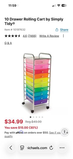 Simply Tidy 10 Drawer Rolling Cart