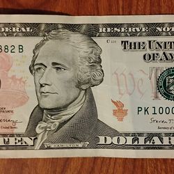 USA America fancy serial number $10 Dollars bill Banknote currency