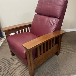 Mission Real Leather recliner chair 19”W 🚚 e