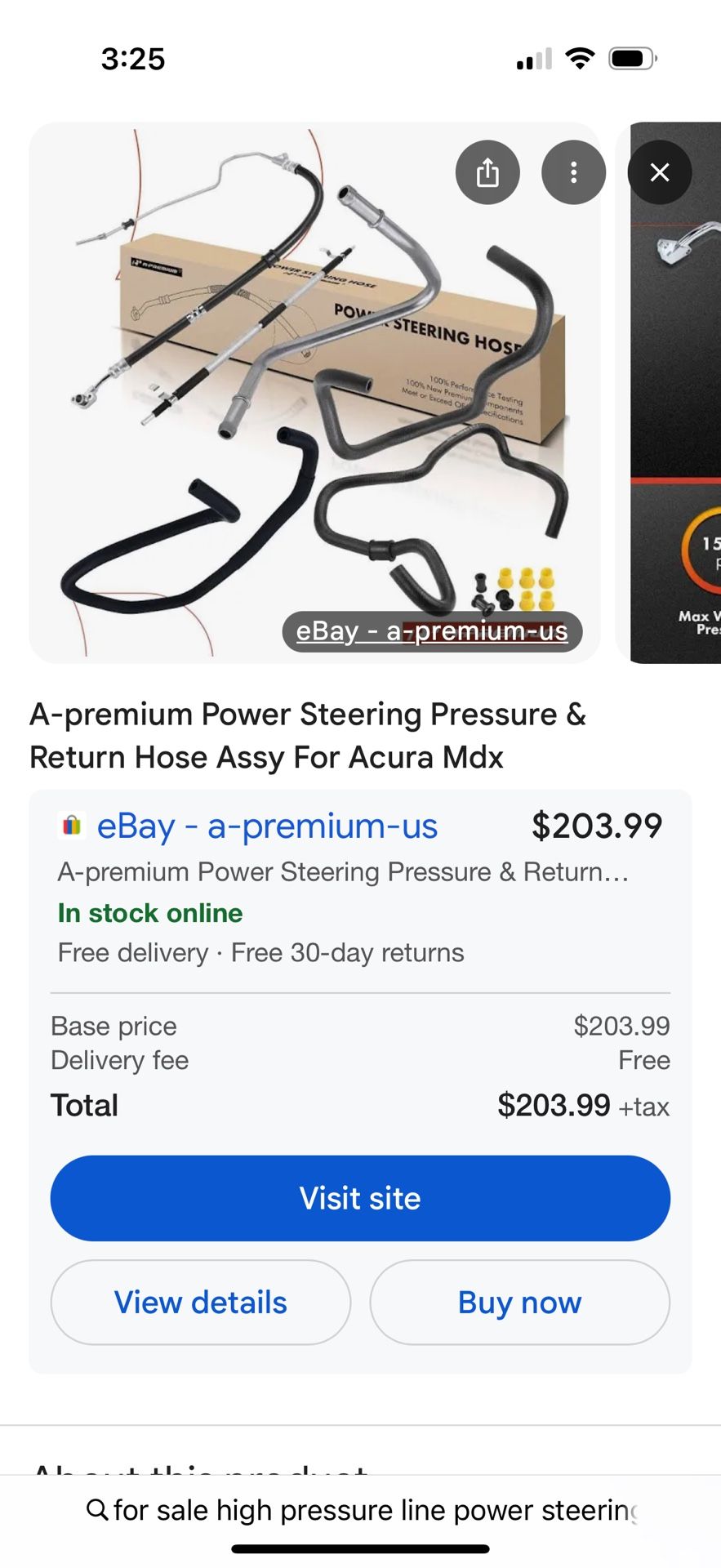 A-premium Power Steering Pressure & Return Hose Assy For Acura Mdx