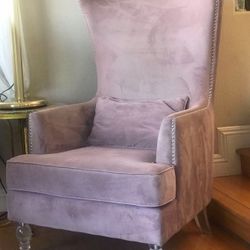 Accent Chair Wingback Velvet Pale Taupe Acrilic Legs