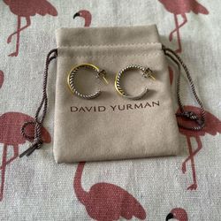 "David Yurman Cross hoop earrings Sterling silver and 18k gold earrings" 