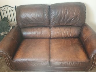 Leather loveseat