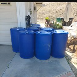 55 gal plastic barrel and Drums