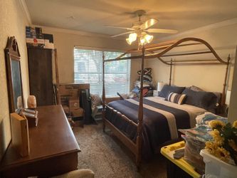 HUGE MOVING SALE! Vintage maple Ethan Allen canopy bed, dresser, mirror. Check my profile for more!