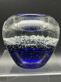 Royal Blue Hand Blown Glass Votive Holder or Paperweight