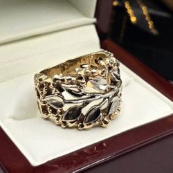 Solid 14kt Gold Nugget Style Ring Anillo De Oro 14kt Estilo Nugget