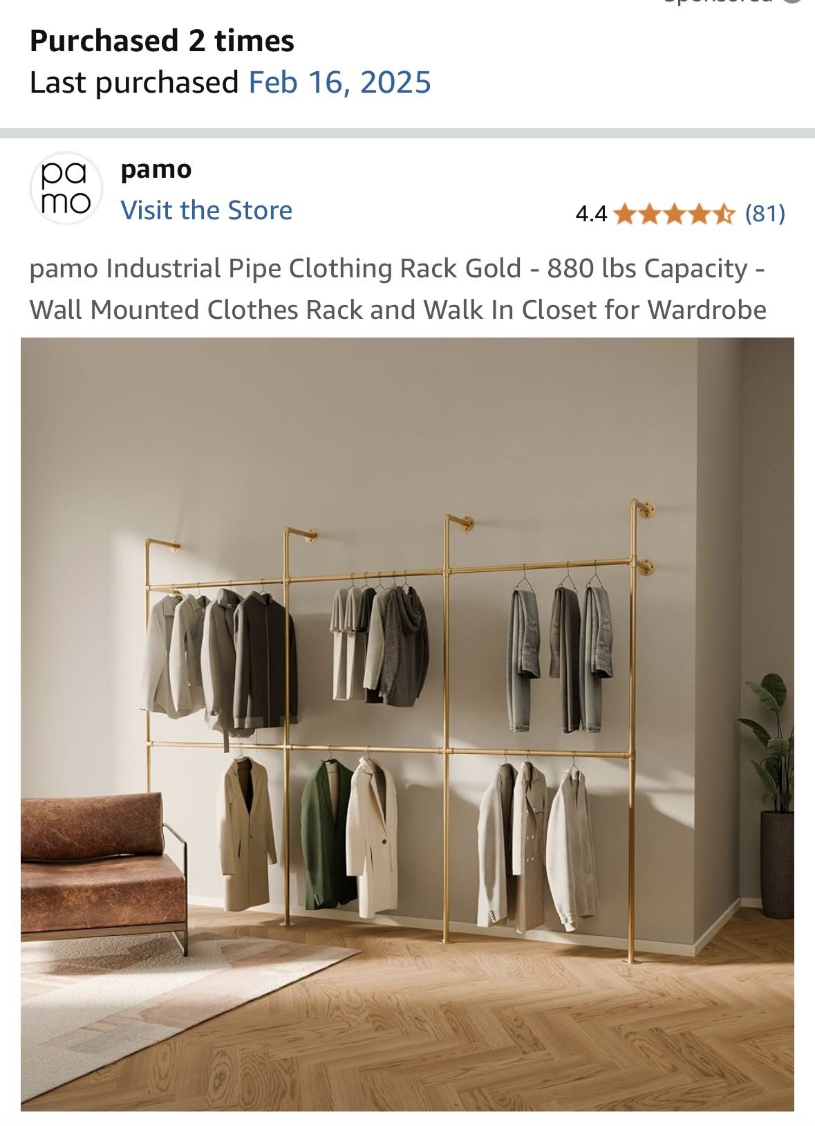 Closet Rods/Organizer $100