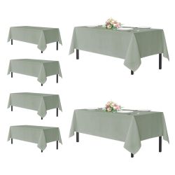 Sancua Rectangle Tablecloths For 6 Foot Tables, 6 Pack - Washable Polyester Fabric Table Cloth For Wedding Party, Birthday, Banquet Reception, 54x108 