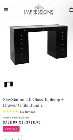 Impressions Vanity SlayStation 2.0 Glass Tabletop + Drawer Units Bundle