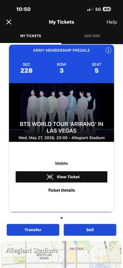 BTS TICKETS ARIRANG