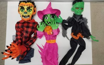 New Animatronic Halloween Decor ( 3 Monsters , Werewolf, Witch, Frankenstein)